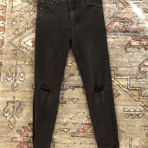 High waisted distressed black jeans